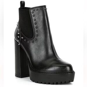 Gianni Bini Black RaantaTwo Studded Lug Sole Platform Booties NWOB Size 8.5&10M